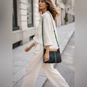 Marc by Marc Jacobs Leather Crossbody Bag Black Green Colorblock Purse Casual